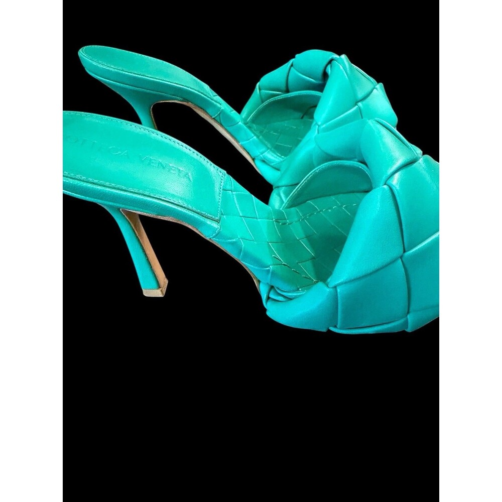 Bottega Veneta Green Intrecciato Padded Mule Heels 37.5 Square Toe Italy